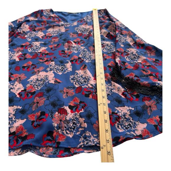 ASTR Dress Womens Small Blue Floral Mini V Neck Bell Sleeve Lace Trim Lined Boho - Picture 7 of 10